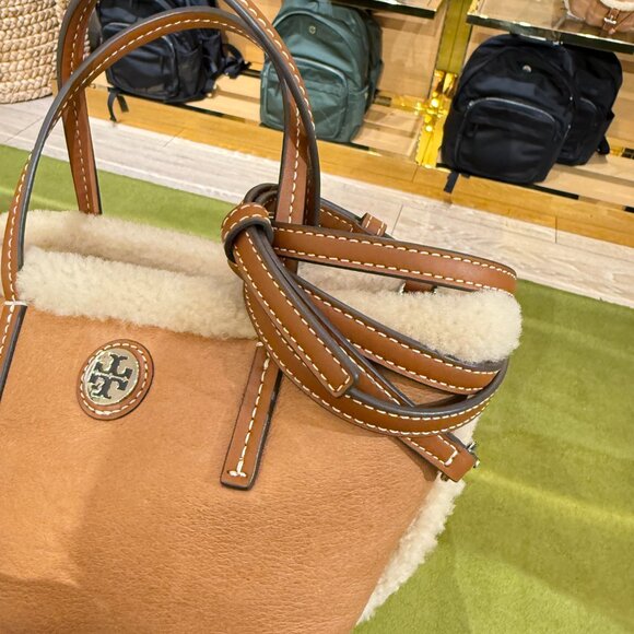 Tory Burch Shearling Mini Tote 170269 Taupe $575 - Picture 2 of 7